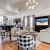 a living room with a fireplace