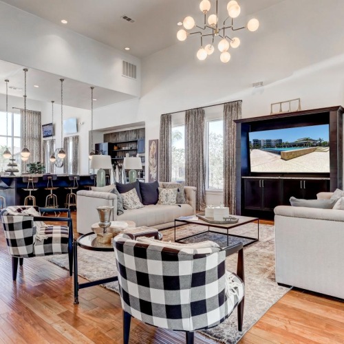 Find your perfect fit at Berkshire Creekside a living room with a fireplace