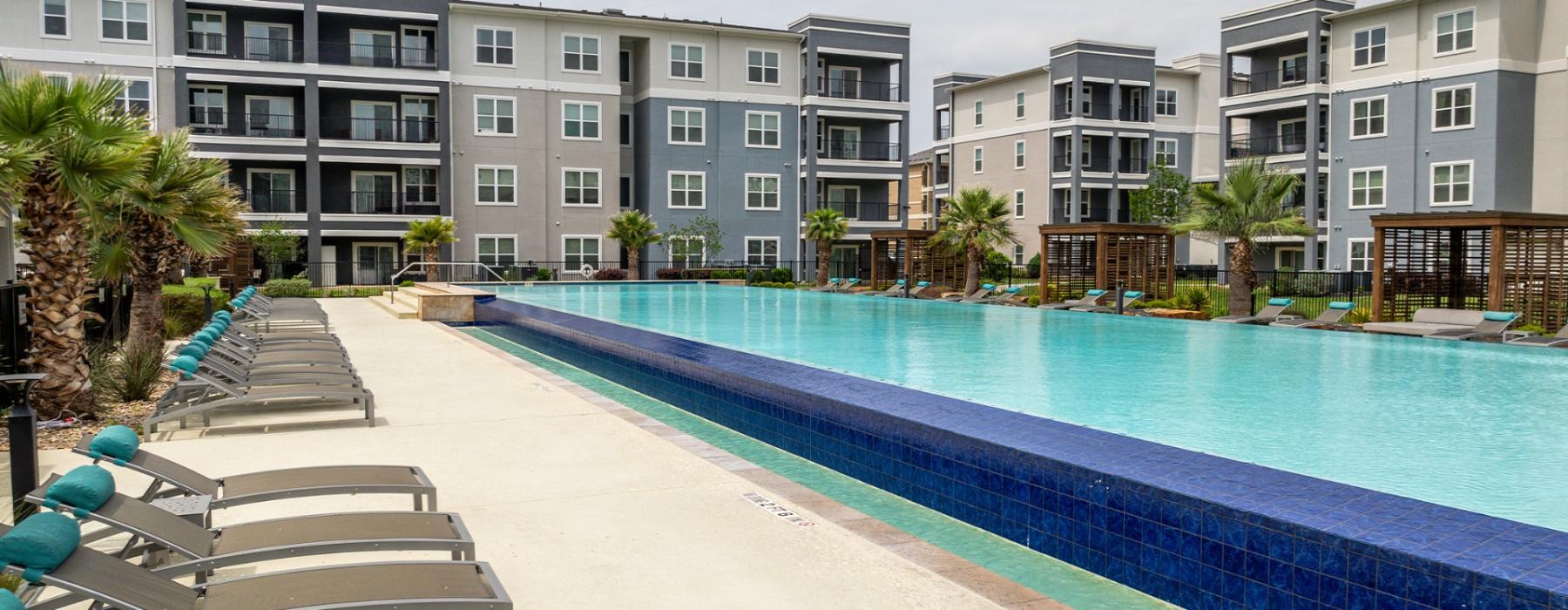 a swimming pool in a resort