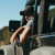 man in a jeep